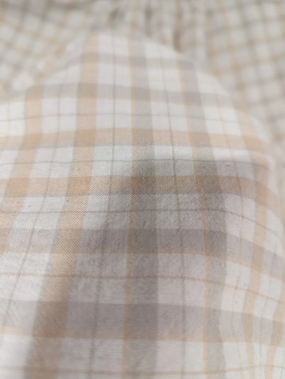 Japna White And Orange Check Plaid Short-Sleeve Button-Up Top - Women's Medium